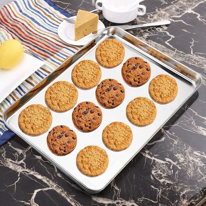 Baking Sheet Set of 2, Stainless Steel 2-Piece Cookie Sheet, Toaster Oven - Image 6