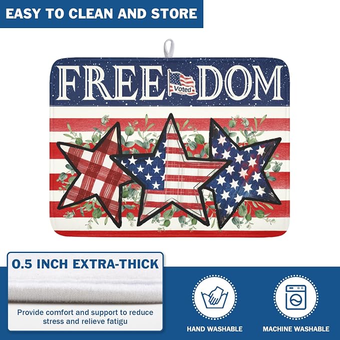 4th of July Dish Drying Mat 24x18 Inch, Patriotic Drying Mat - Image 5