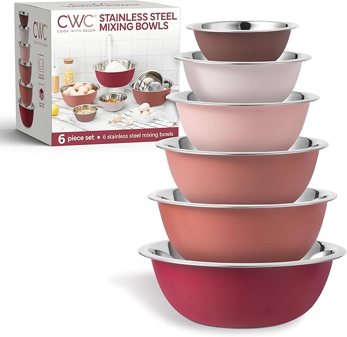 COOK WITH COLOR Stainless Steel Mixing Bowls Set by CookwithColor