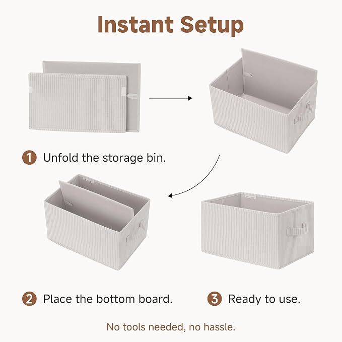 StorageWorks Foldable Shelf Organizer Bins, Closet Storage Baskets - Image 9