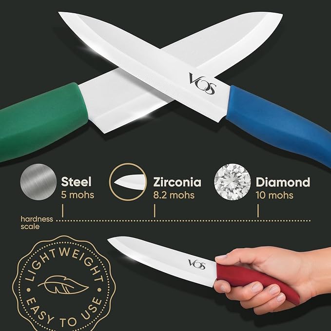 Vos Ceramic Knife Set with Block, Ceramic Knives Set - Image 3