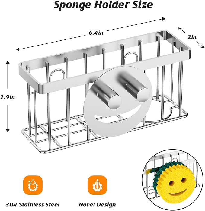 MURLONG Sponge Holder Smiley Face, Sink Caddy - Image 3