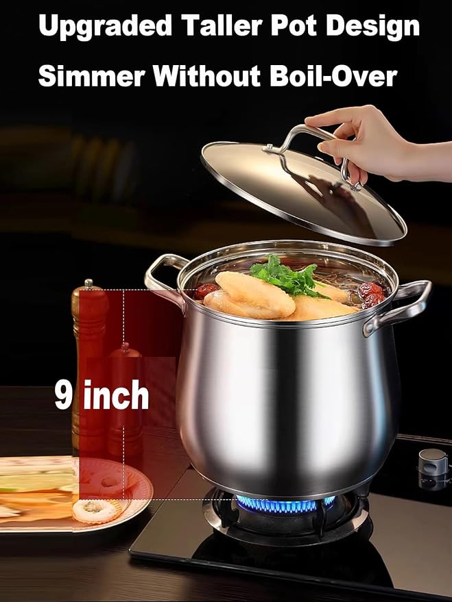 Stainless Steel Stock Pot, 12 Quart Heavy Duty Induction-Compatible - Image 2