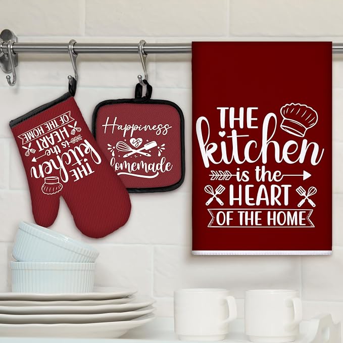 Sratte 6 Pcs Kitchen Decor Accessories Set Farmhouse Towels Pot Holders Oven - Image 2