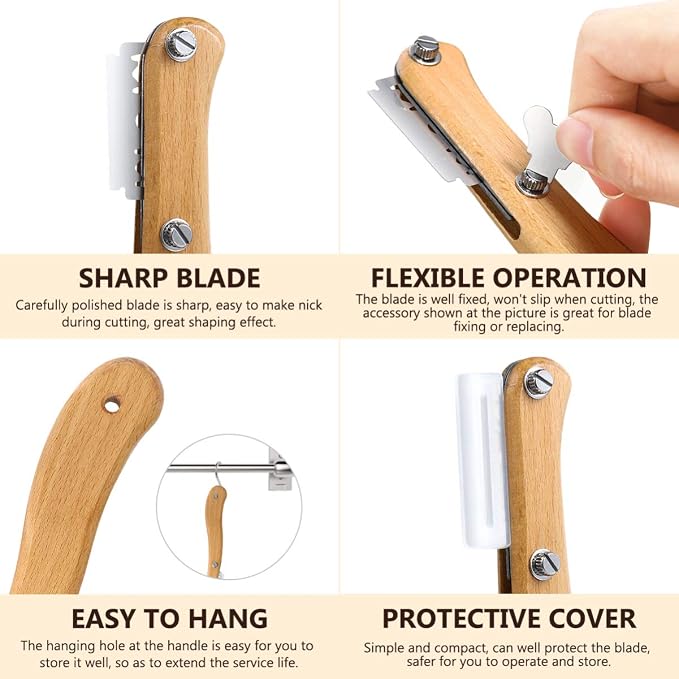 Healeved Bread Lame Dough Scoring Tool Van Wooden Handle 5 Blades, Creative - Image 5