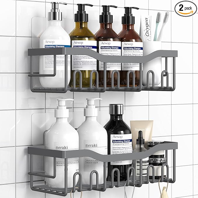 EUDELE Shower Caddy 2 Pack, Adhesive Shower Organizer by EUDELE