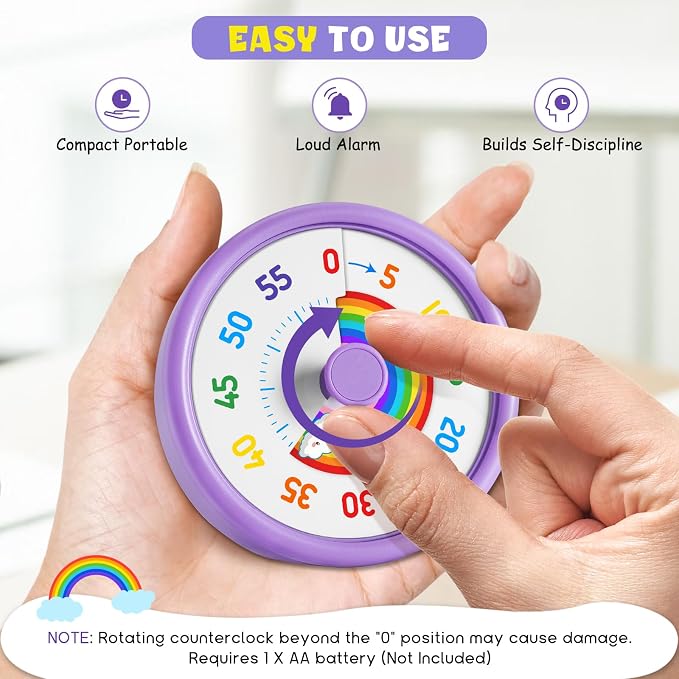 HIPPIH Visual Timer for Kids, 60 Minute Countdown Timers for Classroom Kitchen - Image 3