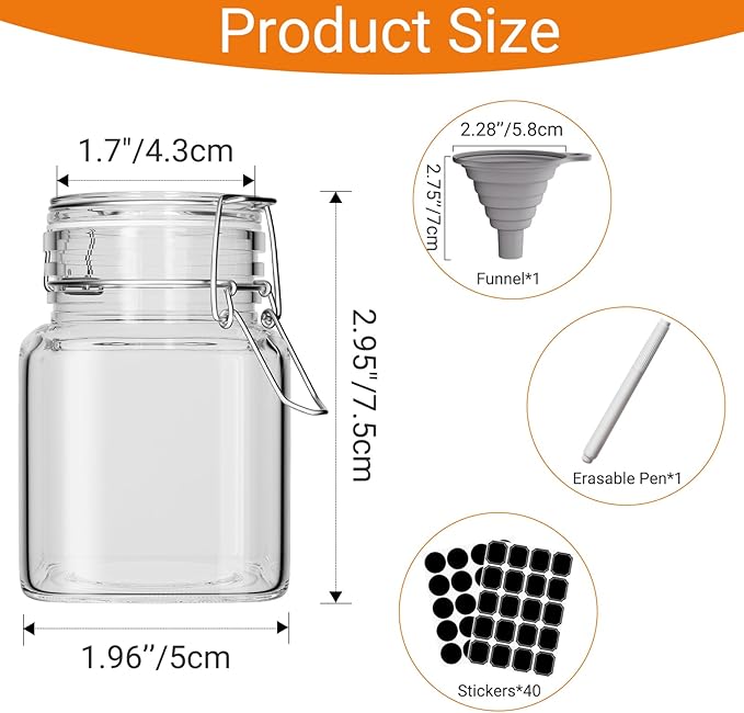 DHSBTLS 4 oz Mini Square Spice Jars, 12 Pack Glass Mason Jars - Image 2