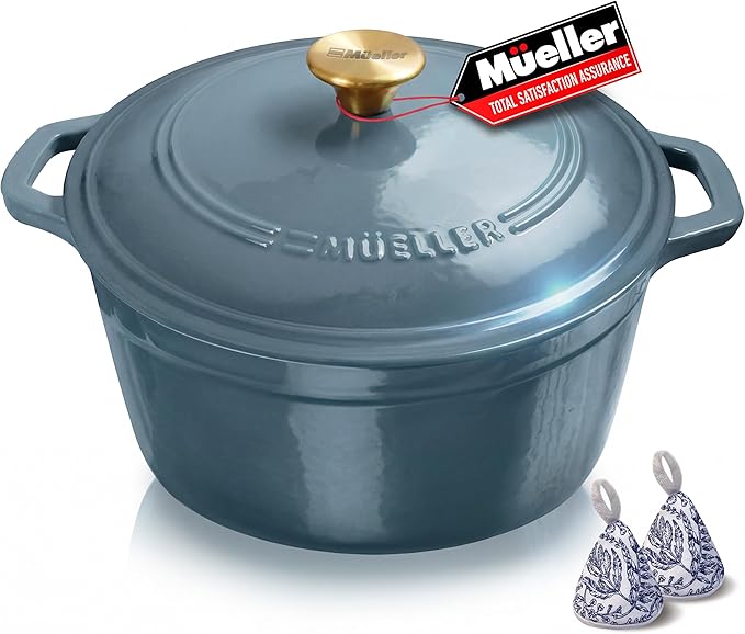 MUELLER HOME 6 Quart Enameled Cast Iron Pot Dutch Oven, Heavy-Duty, Oven-Safe by MUELLERHOME