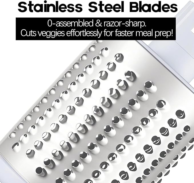 Rotary Cheese Grater Shredder, Speed Kitchen Manual Round Mandolin Slicer Safe - Image 6