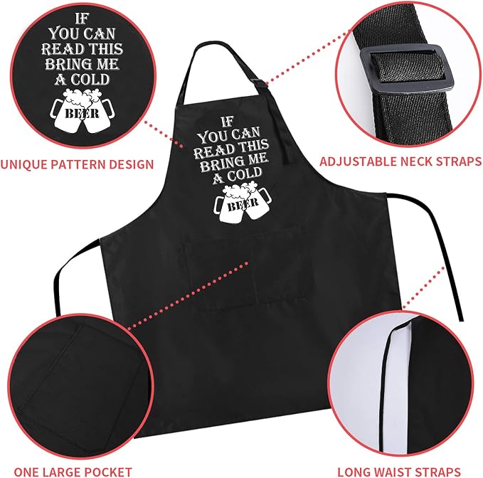 Rosoz Funny BBQ Black Chef Aprons - Image 3