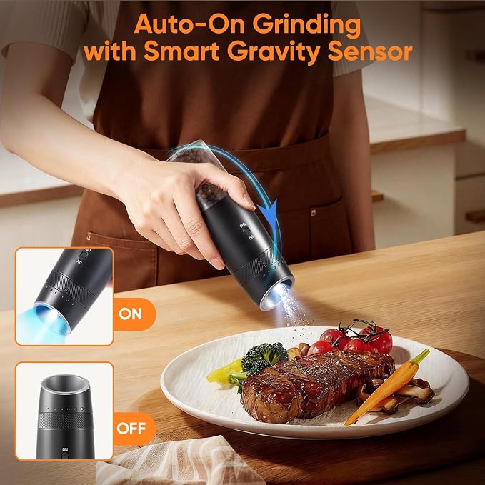 Gravity Electric Salt and Pepper Grinder Set Rechargeable - Image 5
