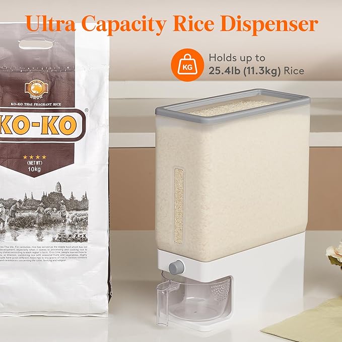 Lifewit Rice Dispenser 25 Lbs, Rice Storage Container Sealed Moisture Proof - Image 9