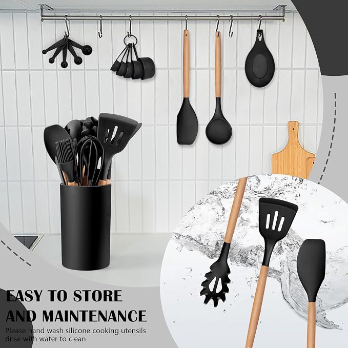 HaWare Kitchen Cooking Utensils Set, 23-Piece Silicone Kitchen Utensils Spatula - Image 7
