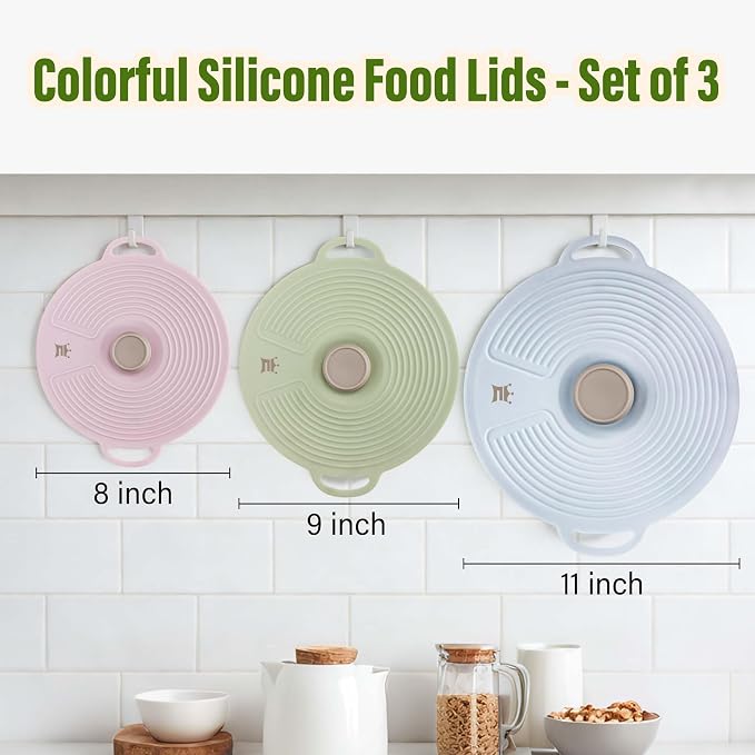 Silicone Lids for Bowl 3 Pack, Microwave Splatter Cover - Image 2