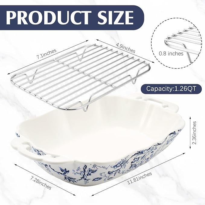 Vintage Casserole Dish 7.3 x 11.8, Ceramic Baking Dish - Image 2