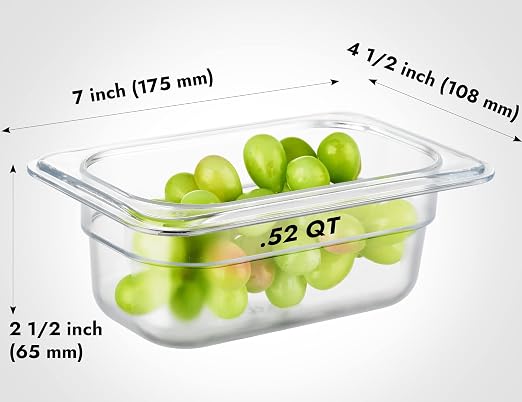 CURTA 6-Pack 1/9 Size 2.5" Deep NSF Polycarbonate Food Pans | Dishwasher & - Image 2