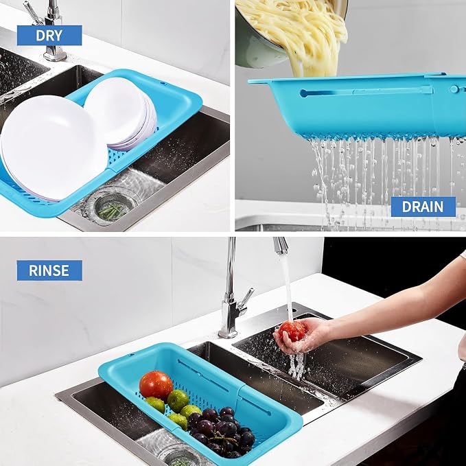 LASSHSWA Collapsible Colander for Kitchen, Over the Sink Strainer Basket for - Image 3