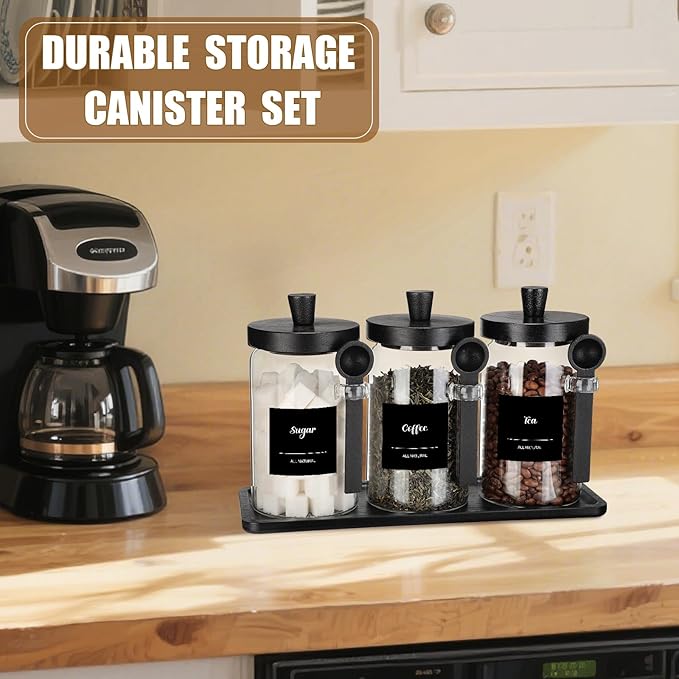 Suclain 3 Pcs Glass Coffee Container - Image 6