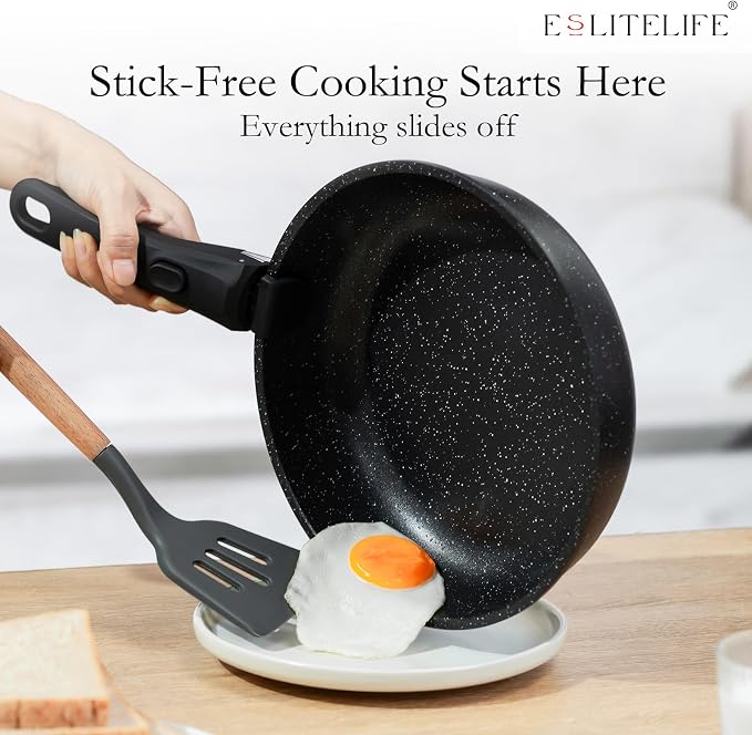 ESLITE LIFE Nonstick Ceramic Frying Pans Skillets Set - Image 5