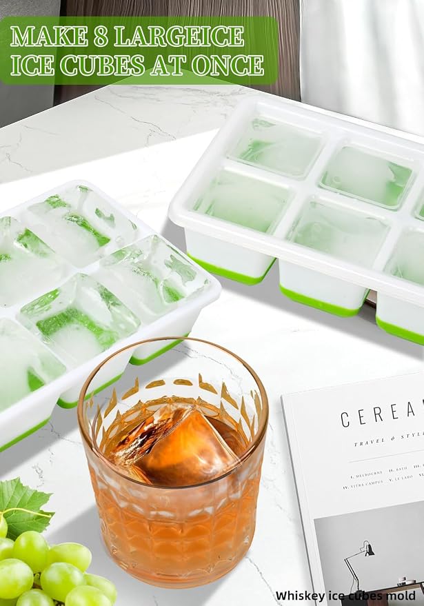 2 INCH Ice Cube Tray with Lid & Bin, Square Large Ice Cube Molds | ice trays - Image 4