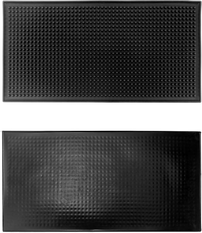 QWORK 12"x6" Black Rubber Bar Mat – 6 Pack Non-Slip Drainage Pad - Image 8