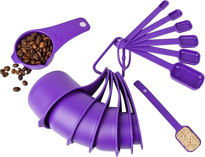 Plastic Measuring Cups and Spoons Set 15, 7 Dry&Liquid Measuring Cup Spoon Set - Image 3