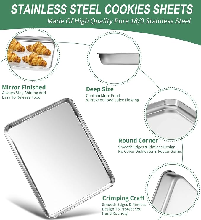 Baking Sheets Set of 2, HKJ Chef Cookie Sheets 2 Pieces & Stainless Steel - Image 3