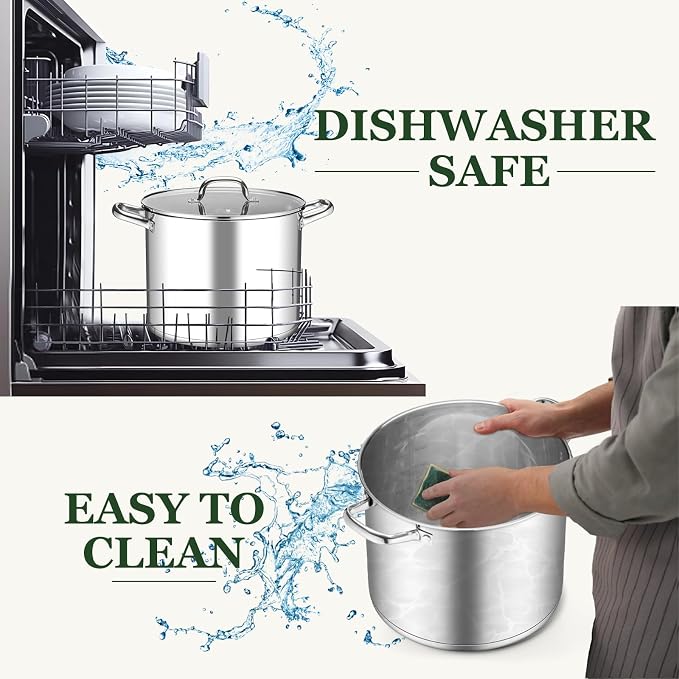 Leonyo 20QT Stock Pot, 18/10 Stainless Steel Soup Pot - Image 7