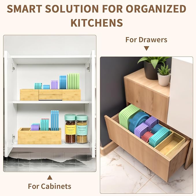 Retro Shaw Lid Organizer for Cabinet, Bamboo Expandable Kitchen Organizer - Image 4