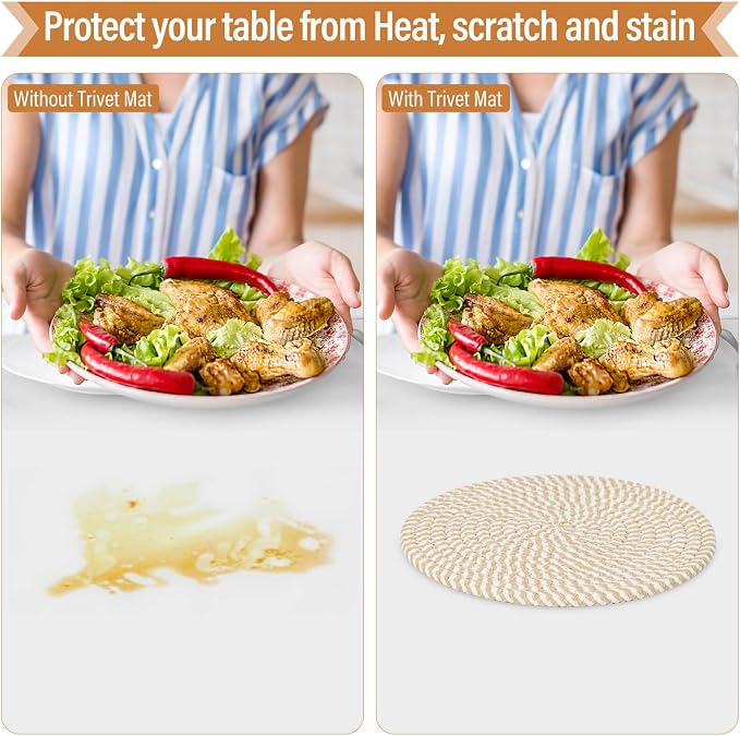 Tidponra Trivet Mats Set for Hot Dishes, 5 Heat Resistant Pot Holders for - Image 5