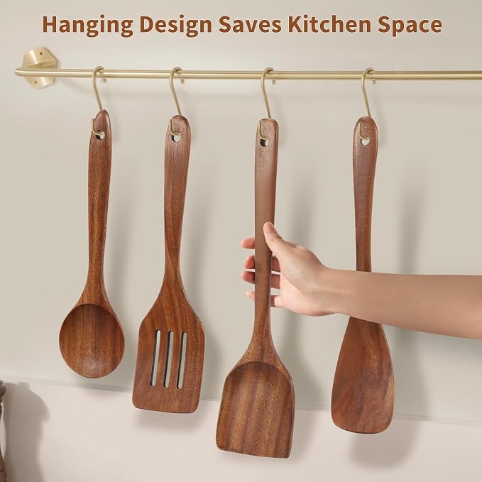 4 Pack Wooden Spatula Set, Teakwood Wooden Spatula - Image 6