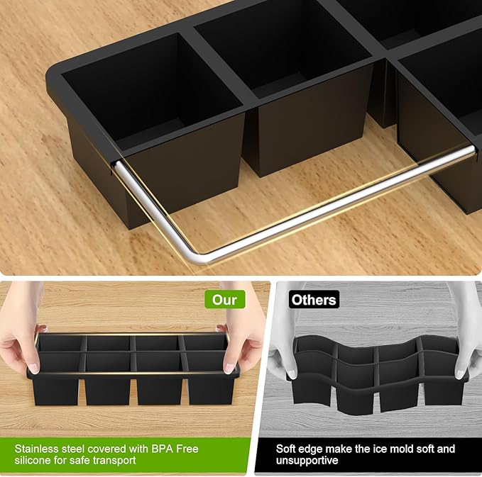 Samuelworld Large Silicone Ice Cube Tray Molds, Big 2 Inch Cubes 3 Pack - Image 4