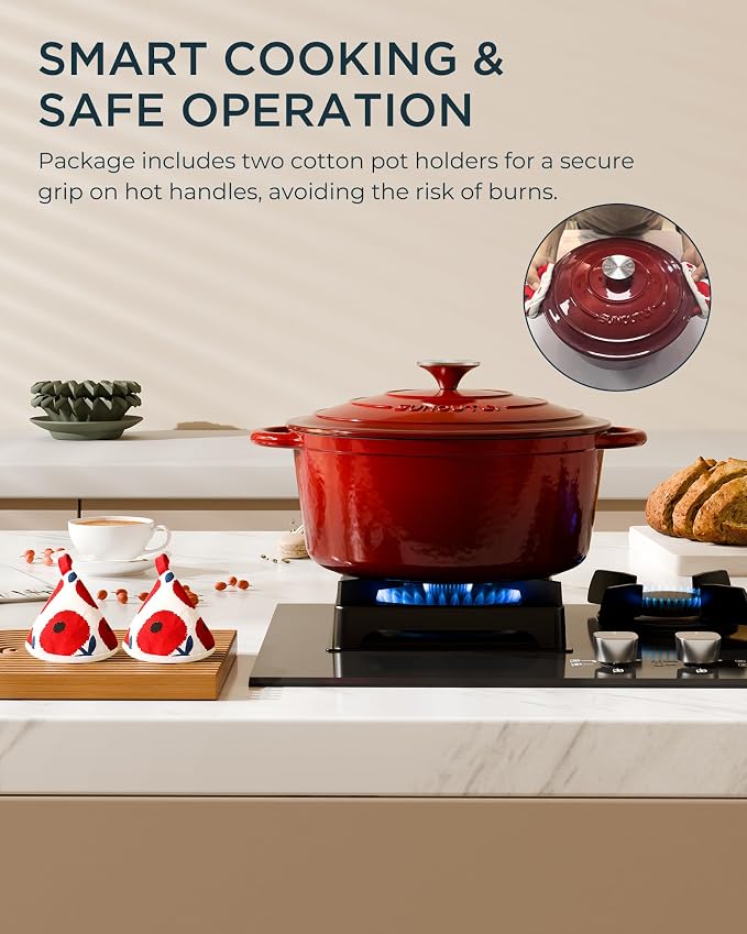Enameled Cast Iron Dutch Oven - 6QT Pot - Heavy-Duty Cookware - Image 7