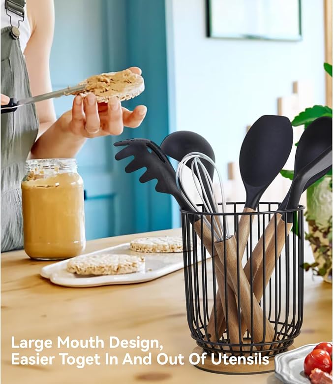 WDT Tool Utensil holder for Kitchen Counter，Large Utensils Holder For Farmhouse - Image 5
