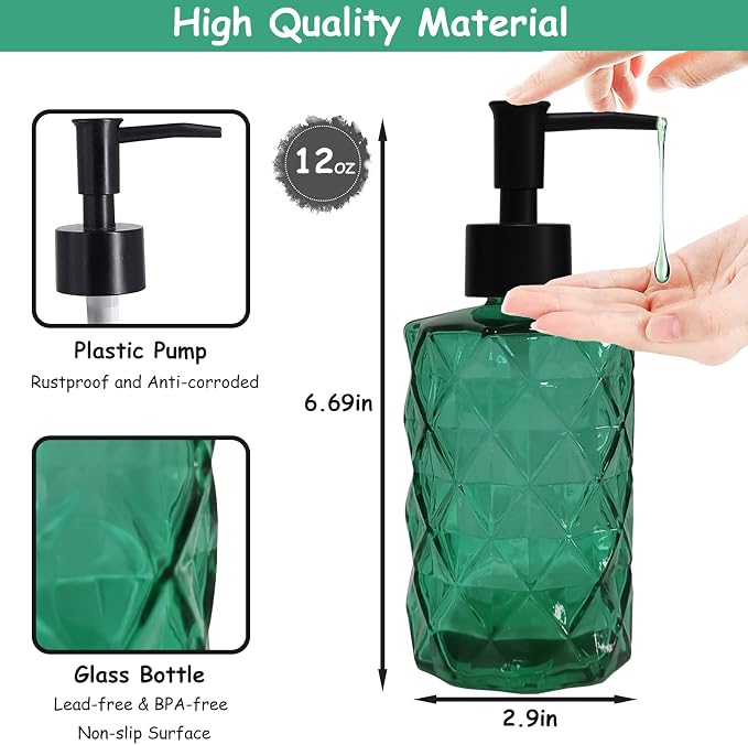 Green Bathroom Soap Dispenser Set - Image 2