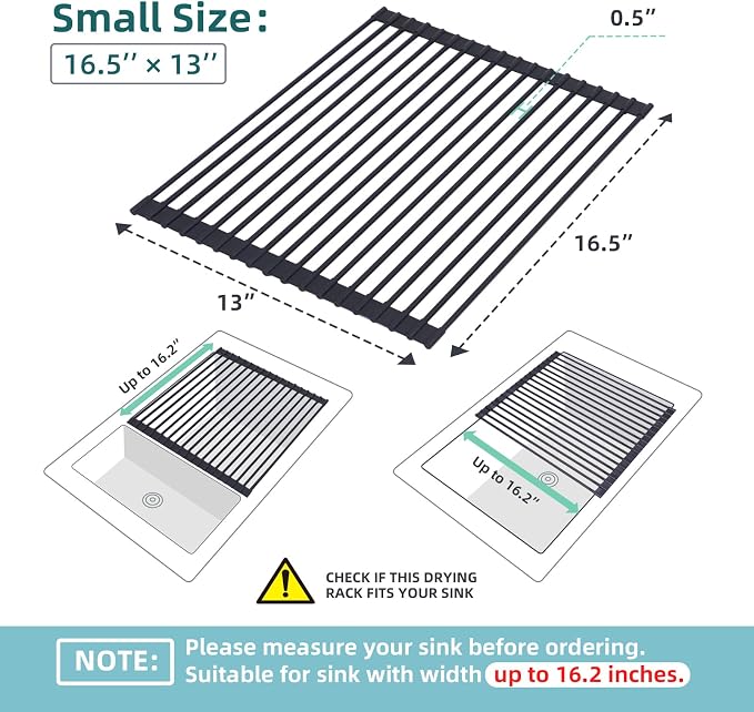 Ohuhu Roll Up Dish Racks, 16.5" L x 13" W Over The Sink Dish Drainer Drying - Image 2