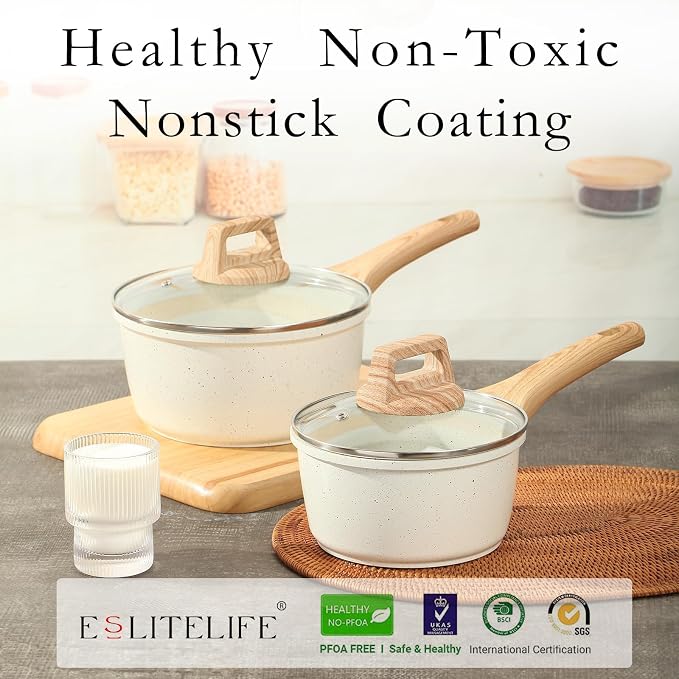 ESLITE LIFE 1.5 QT & 2.5 QT Sauce Pan Set - Image 3