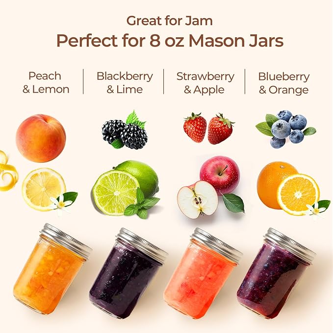 ComSaf Small Mason Jars 8 oz 12Pcs Bulk Set, Half Pint Regular Mouth Mason Jar - Image 5