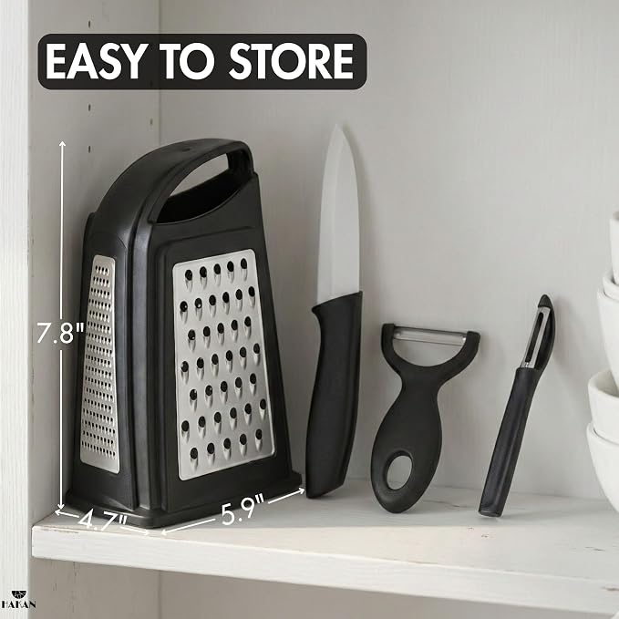 Hakan Grater, Chop and Peel Set | Handheld 3-Sided Grater - Image 7