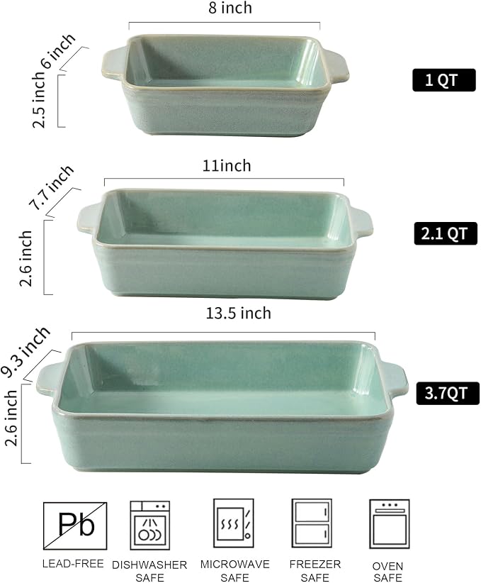 HVH 9x13 Baking Dish Set, Large Casserole Dishes - Image 4