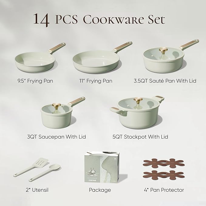 CAROTE Ceramic Cookware Set Nonstick, Non-Toxic & PFAS-Free, Dishwasher - Image 2
