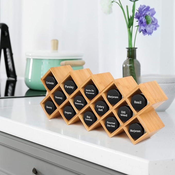 Phyllia Bamboo Spice Rack Organizer 4-Tier Countertop Organiser, Criss-Cross - Image 3