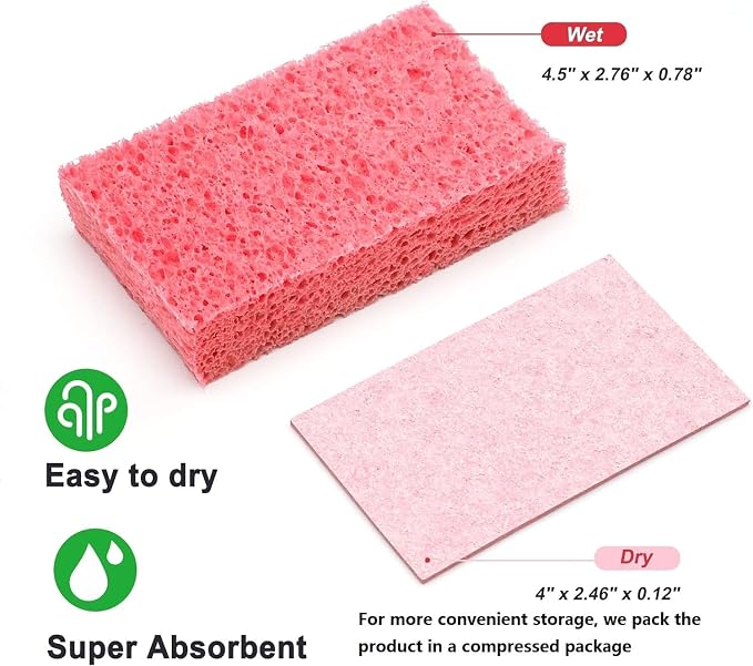 Cellulose Sponges, Heavy Duty Scrub Kitchen Sponge, Clean Tough Messes Without - Image 6
