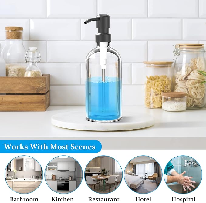 ARKTEK 2 Pack Refillable Glass Soap Dispenser - Image 6