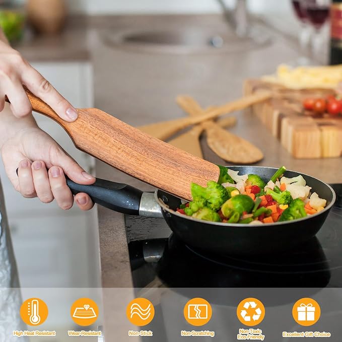 Spurtles Kitchen Tools Wooden, Natural Premium Spatula Set, Heat Resistant - Image 4