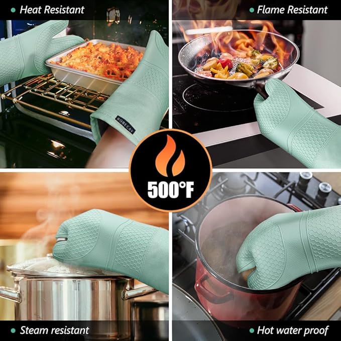 Rorecay 6pcs Oven Mitts and Pot Holders Sets Heat Resistant 500 Degrees - Image 4