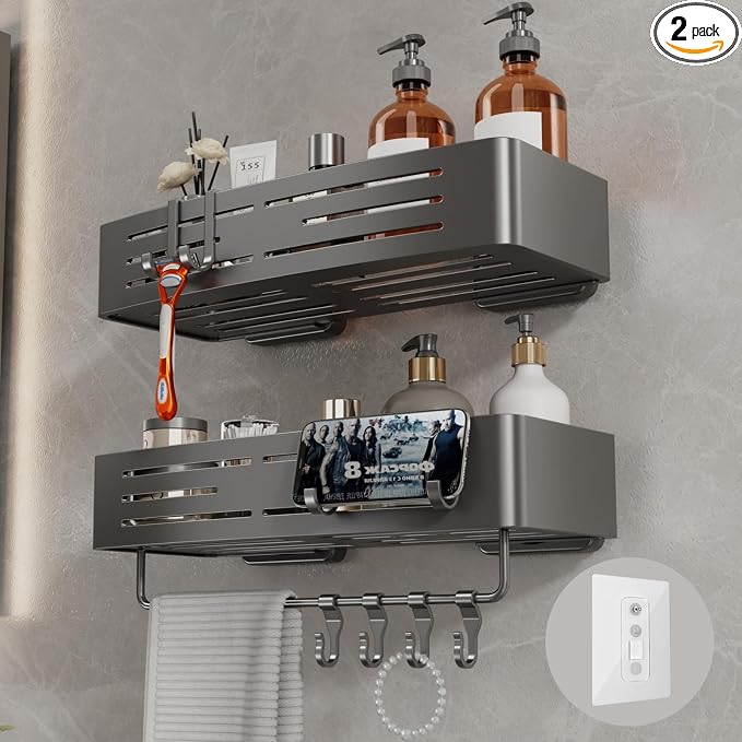Voldra Adhesive Shower Caddy, 2 Pack Shower Shelves by VOLDRA