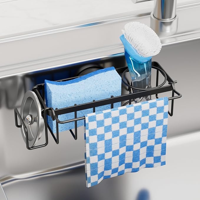TAILI 4-in-1 Sink Caddy with Strong Suction Cup, Sponge Holder by TAILI