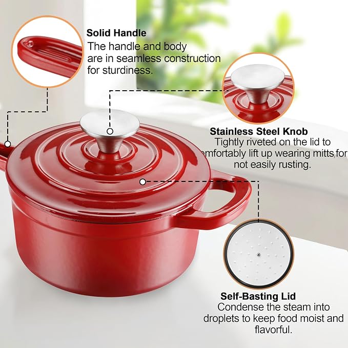 Enameled Cast Iron Sauce Pan, 1 Quart Enameled Saucepan - Image 4